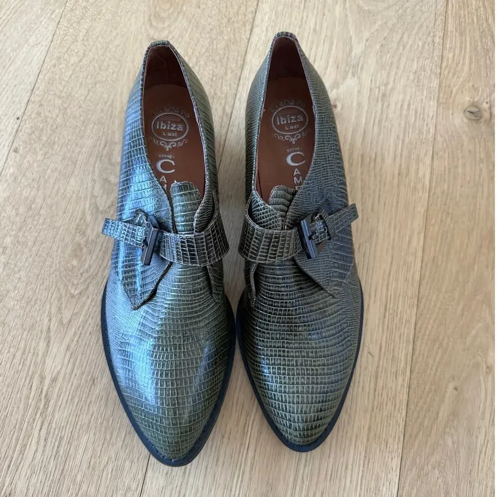 Jeffrey Campbell - Ibiza Snakeskin Print Western Style Leather Shoes in Green - Picture 4 of 7